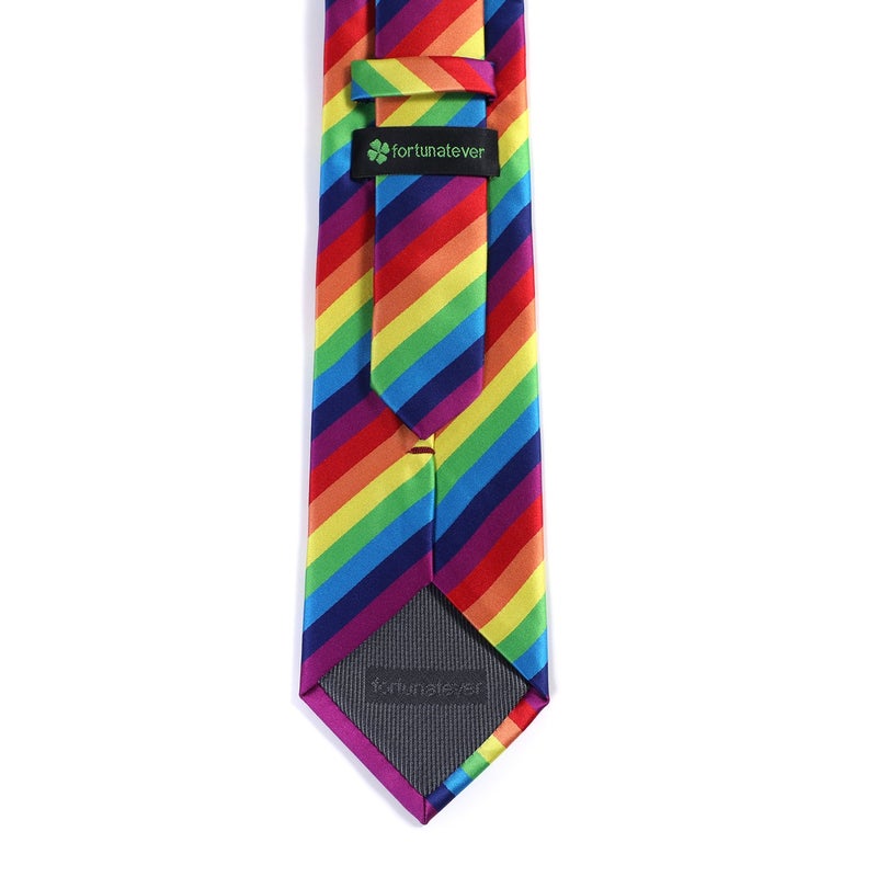fortunatever Classical Men's Handmade Extra Long Necktie,Rainbow Tie With Gift Box - Image 2